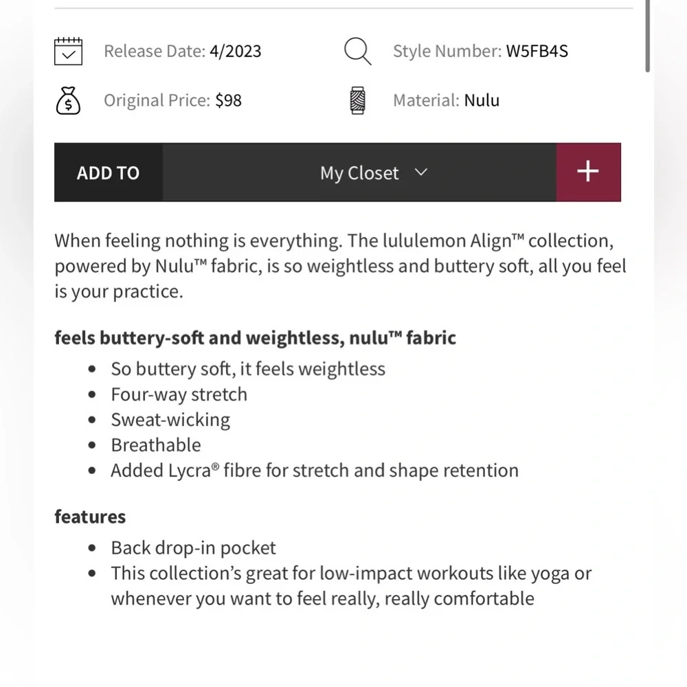 Lululemon Align Low-Rise Pant 25” - Picture 5 of 9